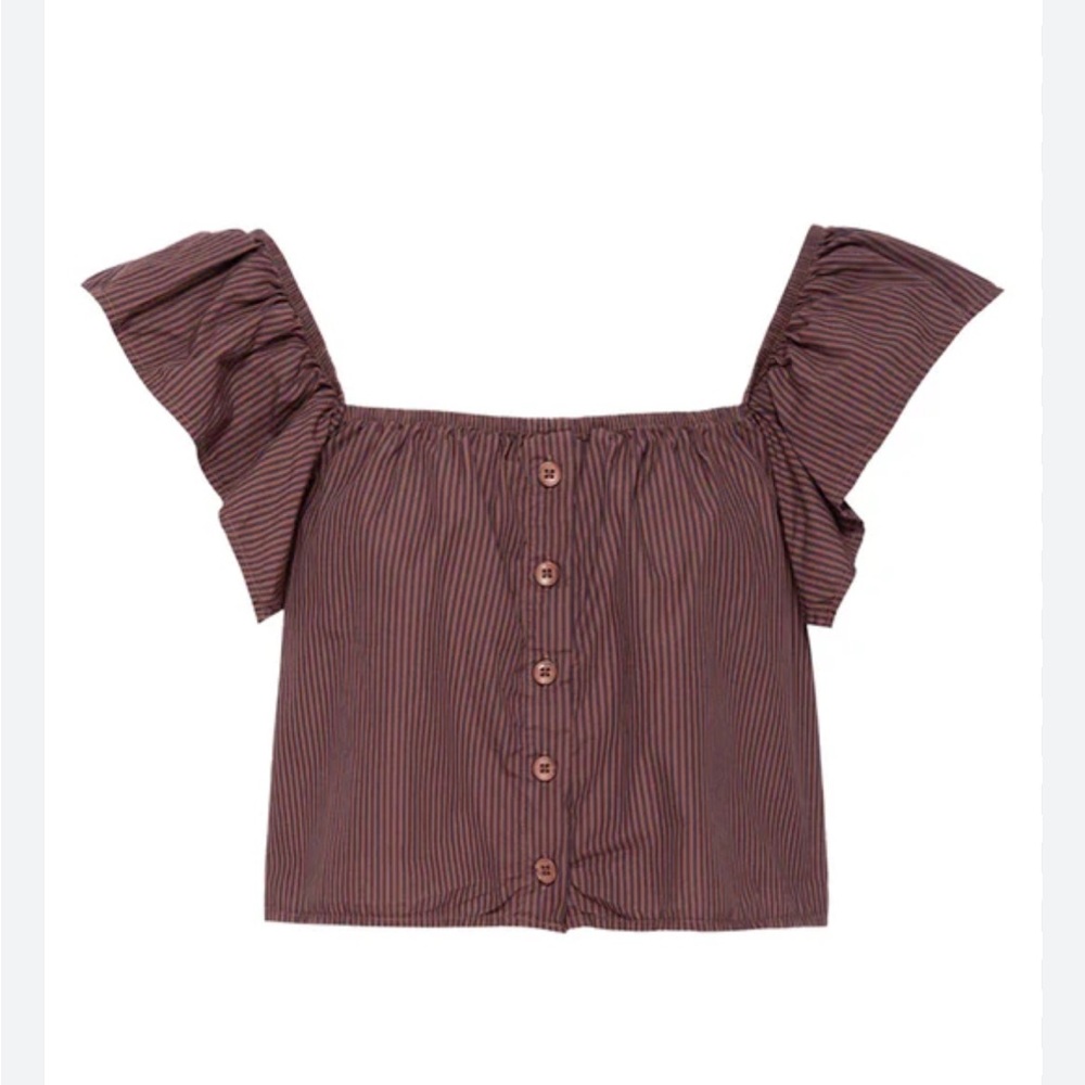 Nation LTD Ada blouse in brown stripe NWT